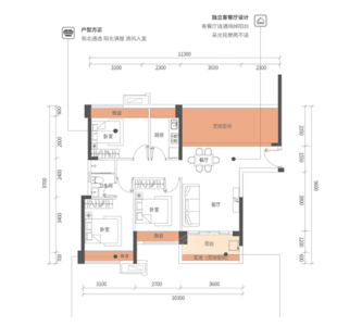 3室2厅 88㎡
