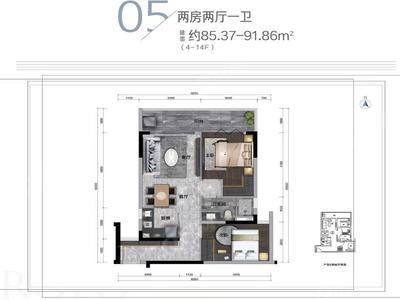 2室2厅 91㎡